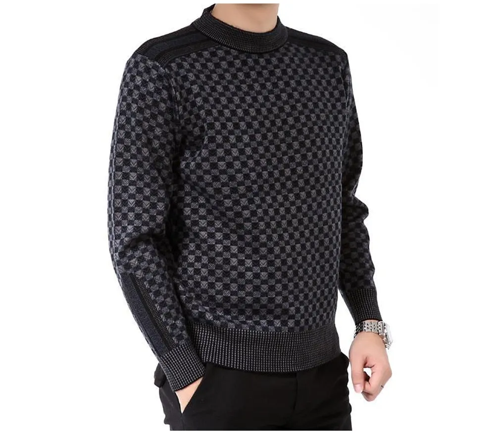 Angelo Ricci™ Autumn Plaid Pattern Knitted Sweater