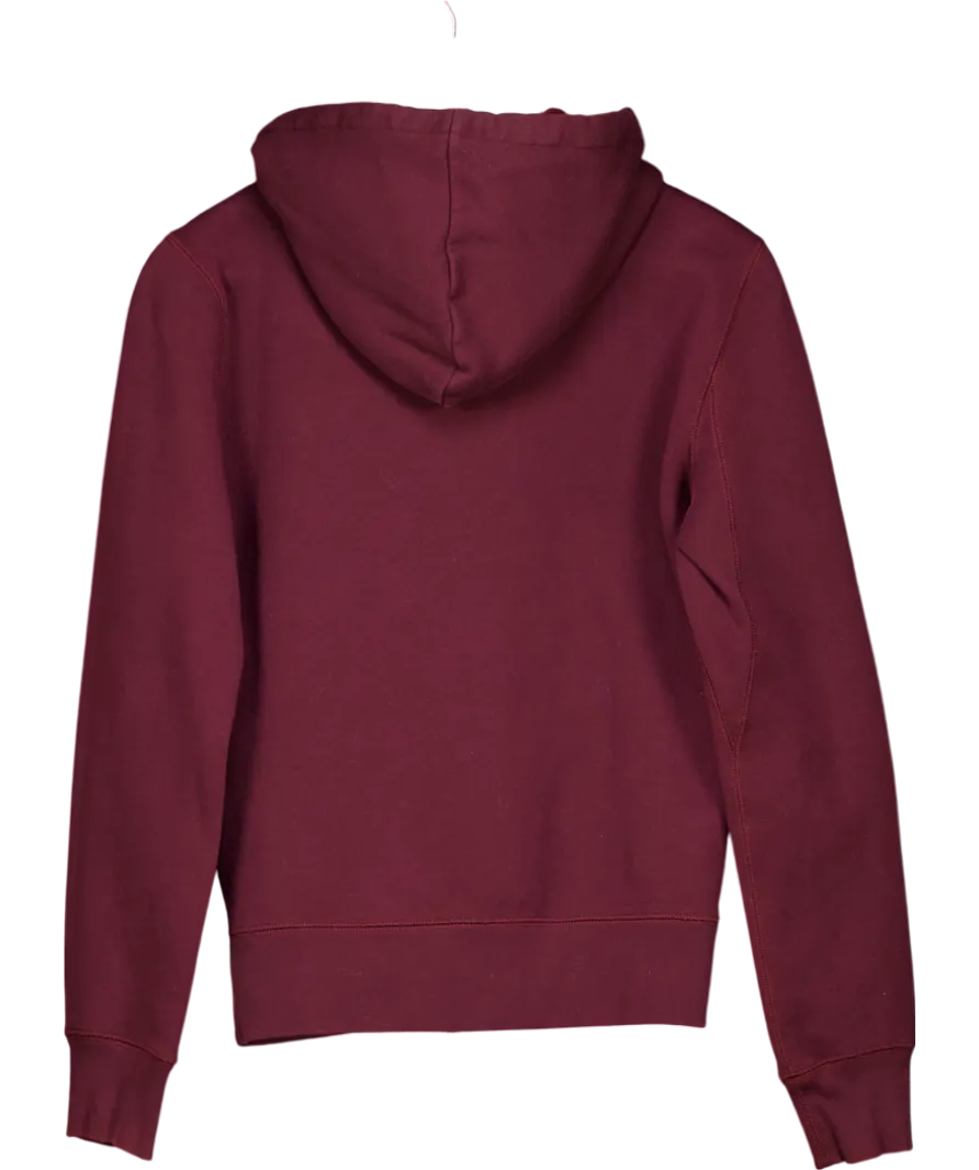Burberry Burgundy 'hove' / Nova Check Zipped Hoodie with Embroidered Logo UK XS