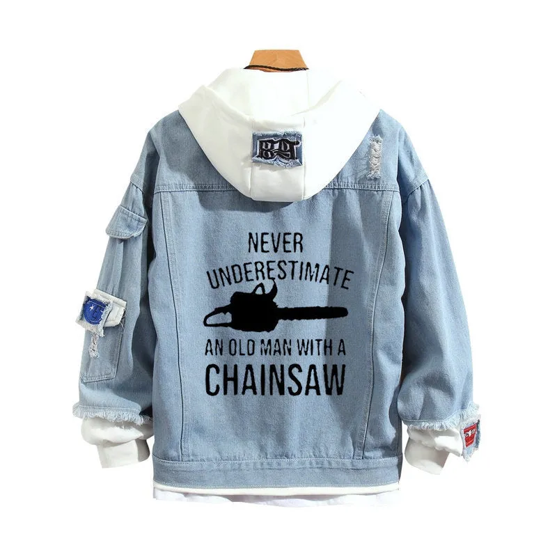 Chainsaw Man Stylish Hooded Denim Jacket
