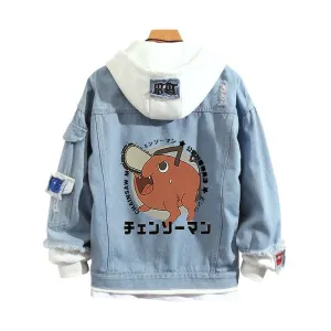 Chainsaw Man Stylish Hooded Denim Jacket