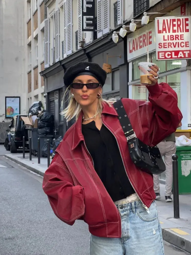 Collar Zipper Stylish Bomber Overshirt Jacket