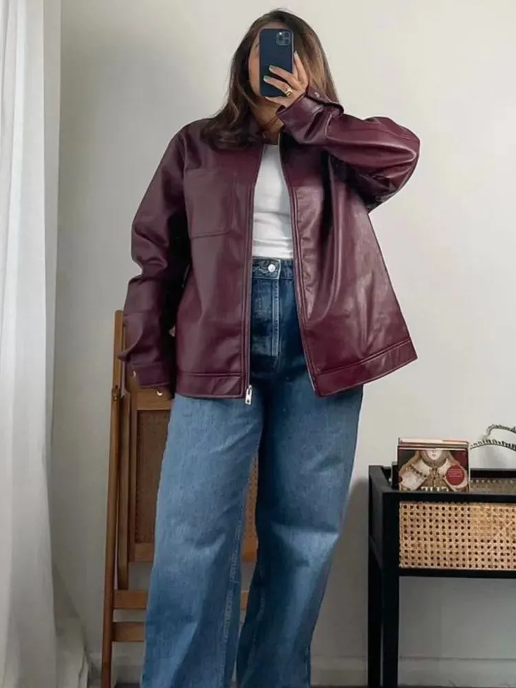Collar Zipper Stylish Bomber Overshirt Jacket