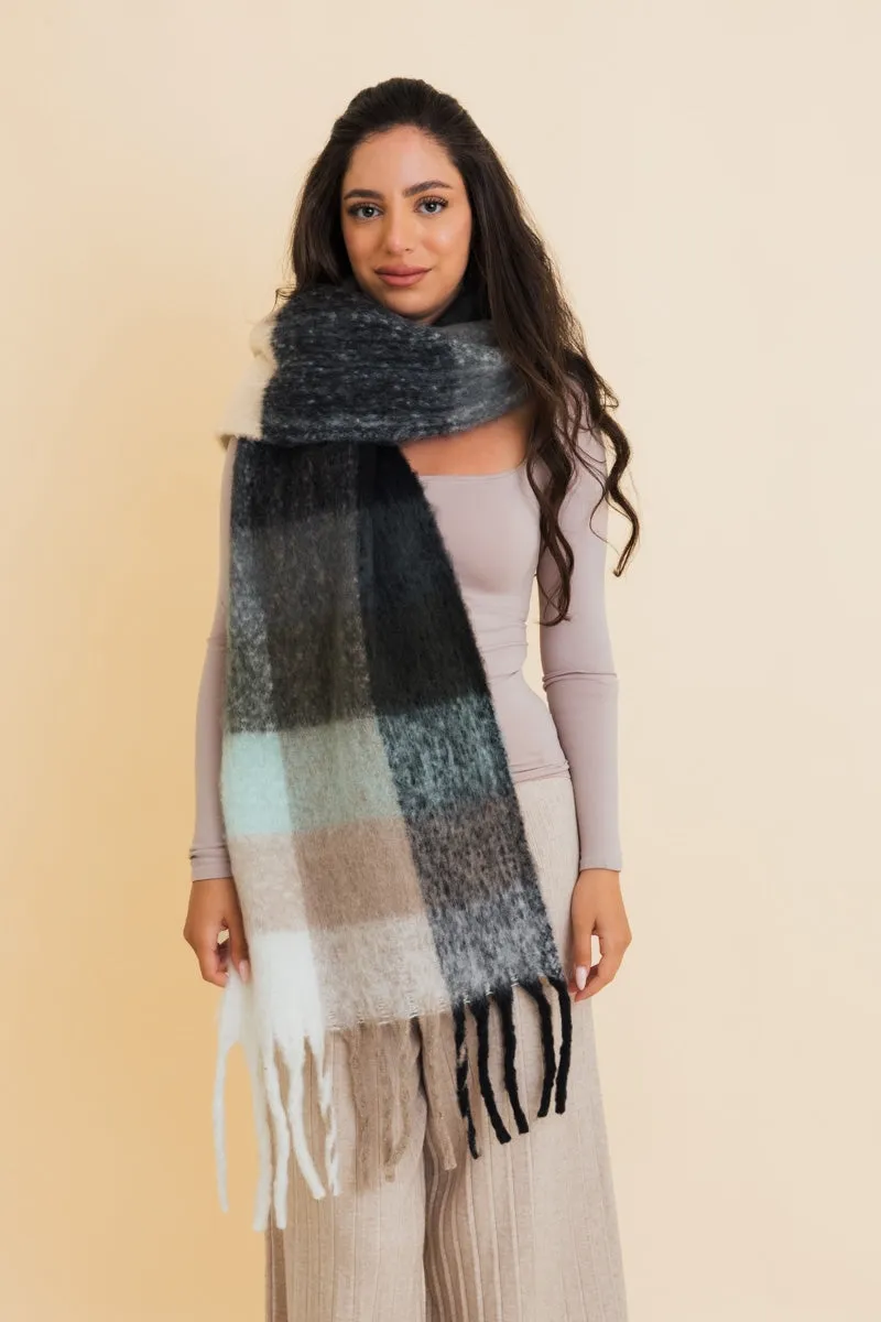 Cozy Breeze Oversized Fringe Scarf - Red