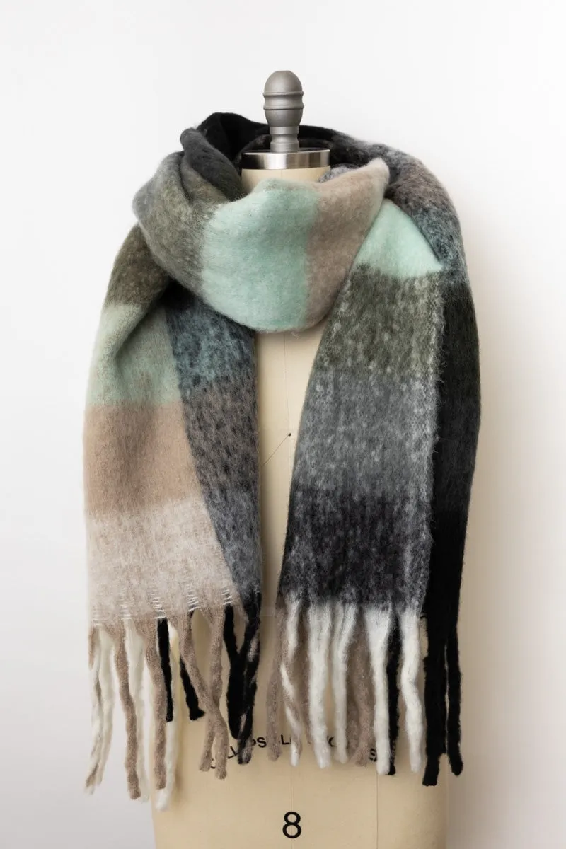 Cozy Breeze Oversized Fringe Scarf - Red
