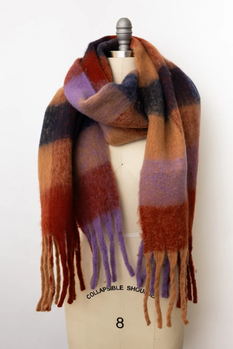 Cozy Breeze Oversized Fringe Scarf - Red