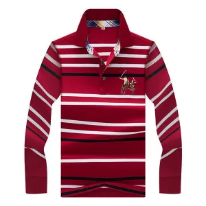 Embroidery Striped Printed Casual Business Polo Shirt