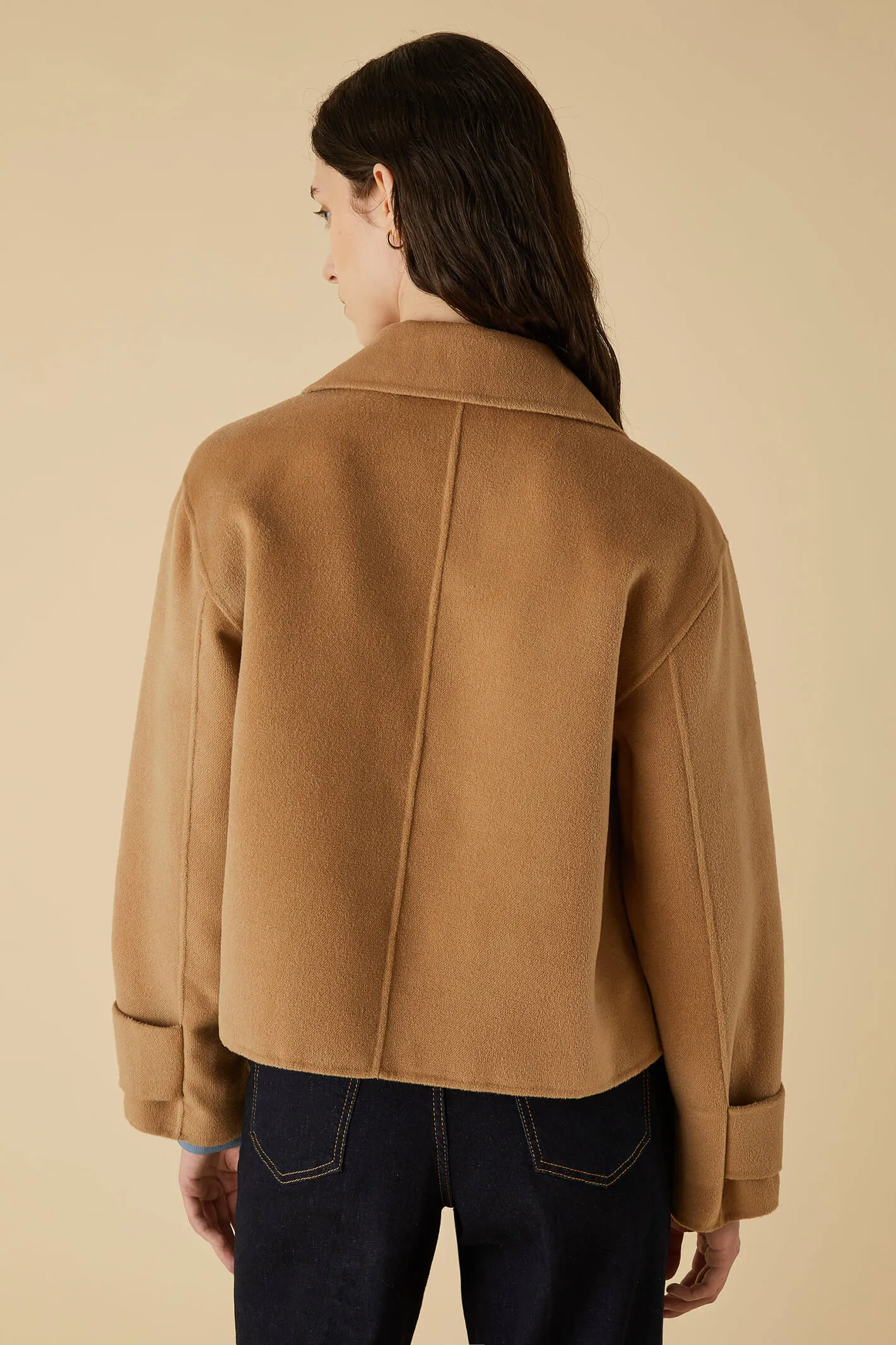 Emme Fiore 2350860139200 Camel Brown Short Coat