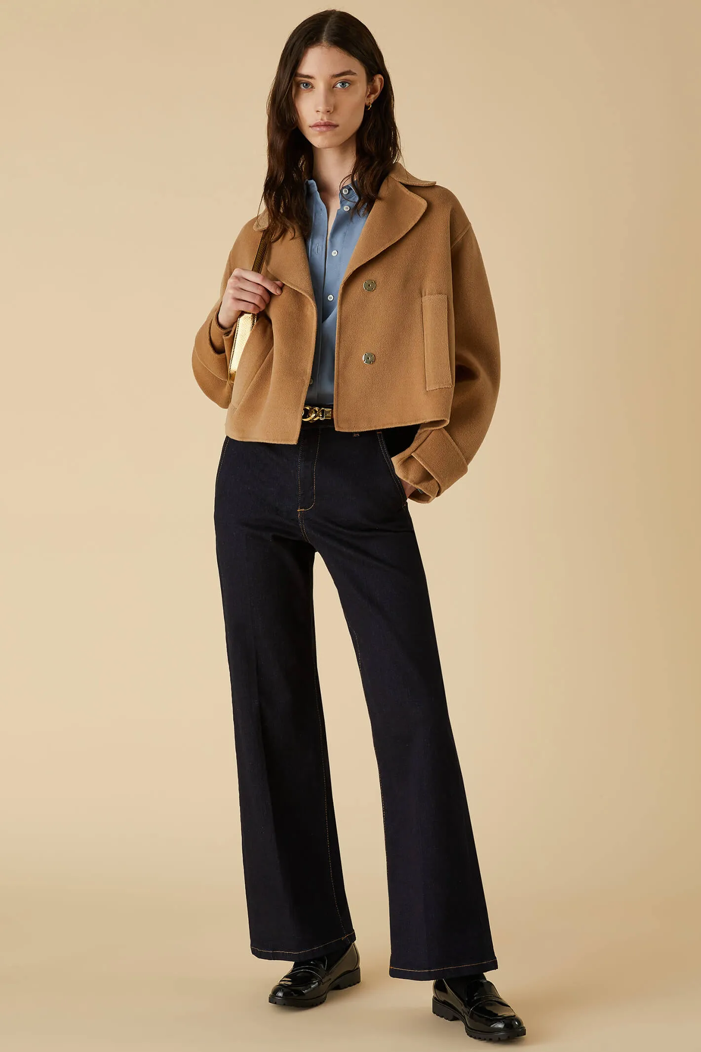 Emme Fiore 2350860139200 Camel Brown Short Coat