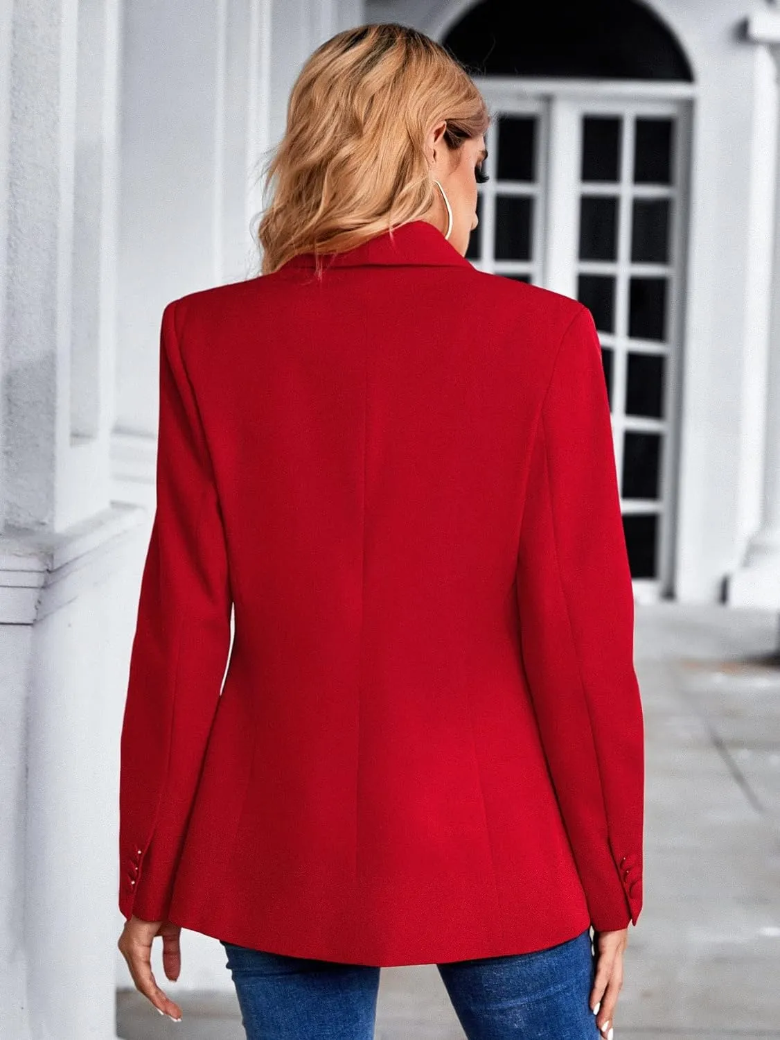 Fashionable Red Long Sleeve Professional Blazer