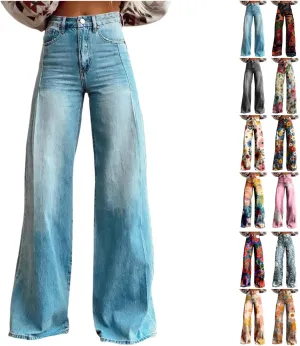 Flare Jeans for Woman Sweatpants That Look Like Jeans Vintage Pant High Waisted Jean Y2K Street Fashion Wide Leg Denim Pant