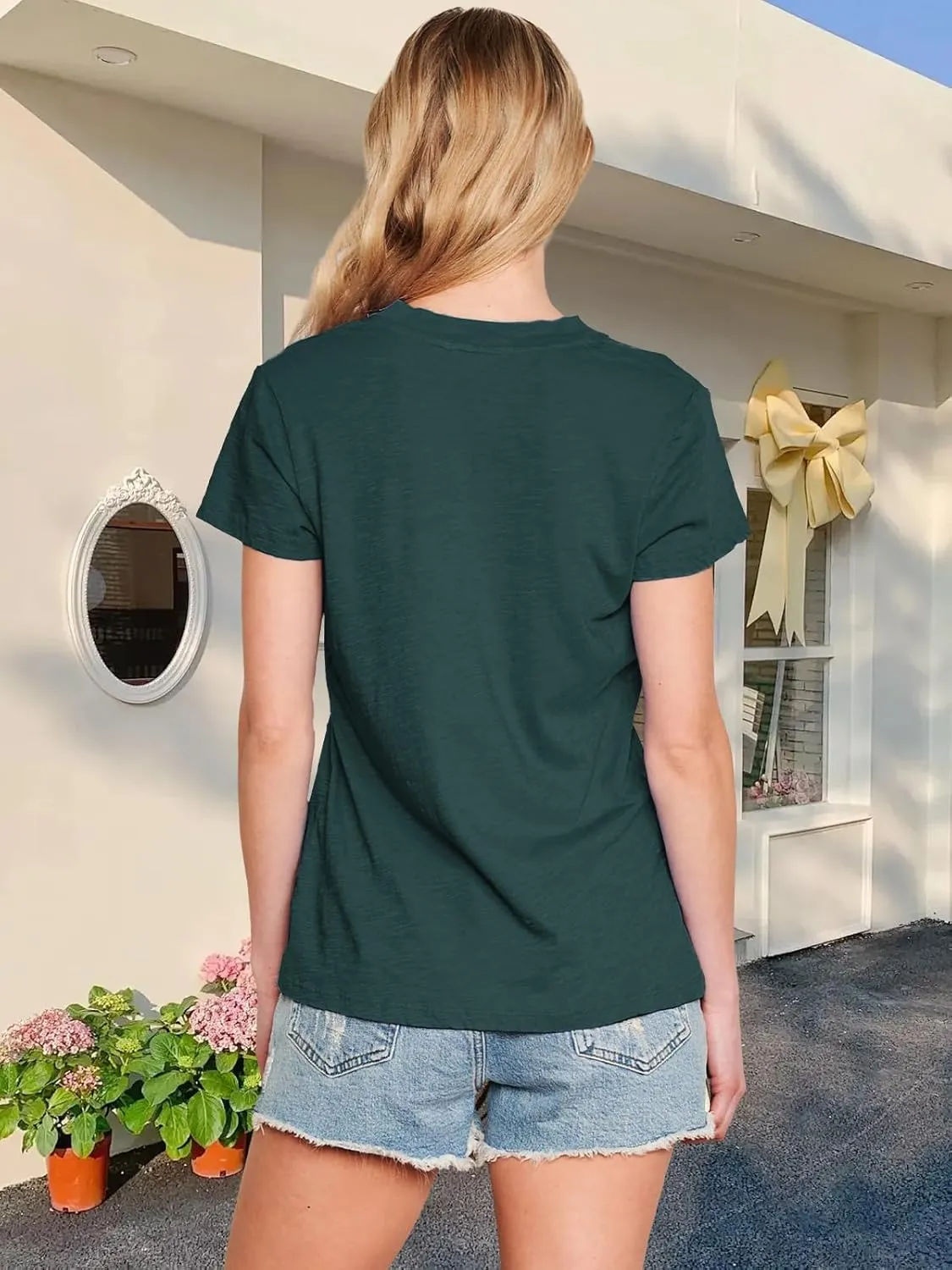 Flower Kindly Shirt for Women Funny Wildflower Plant T-Shirt Bohemian Summer Vacation V Neck Tops