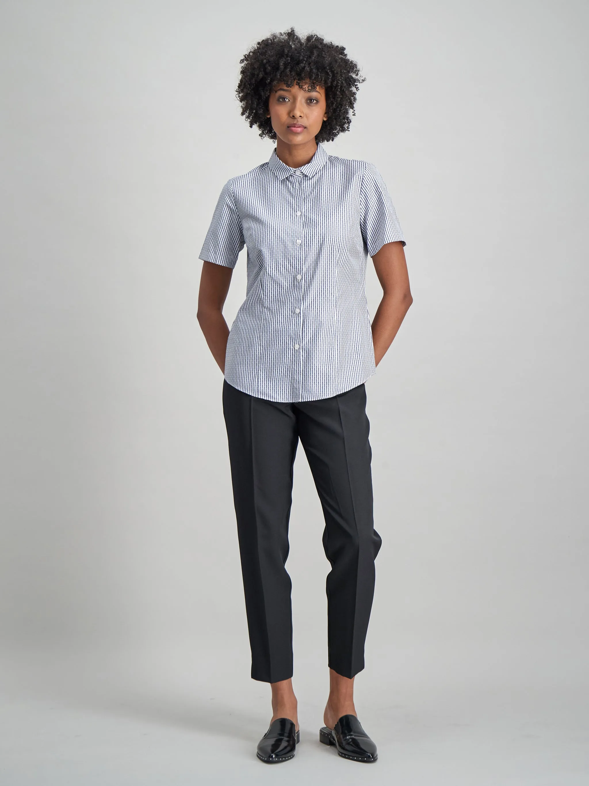 Kerry cotton shirt - blk stripe