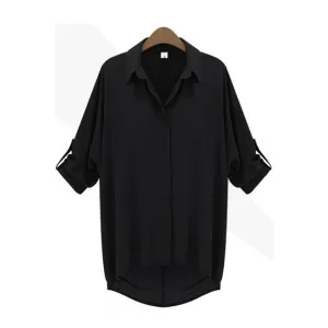 Ketty More Women Relaxing Loose Formal Shirt Black-KMWSB790