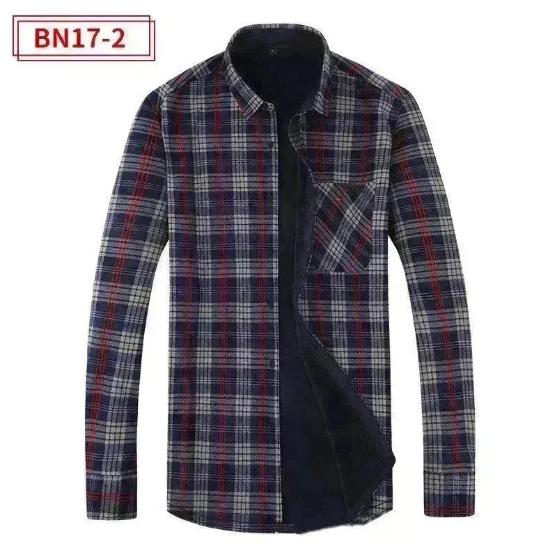 Men's Fashion Leisure Warm Plaid Shirt Coat