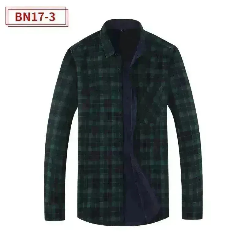 Men's Fashion Leisure Warm Plaid Shirt Coat