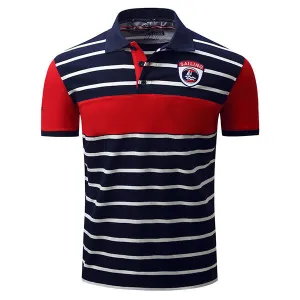 Mens Spring Summer Polo Shirt Stripe Printing Short Sleeve Cotton Business Casual Tops