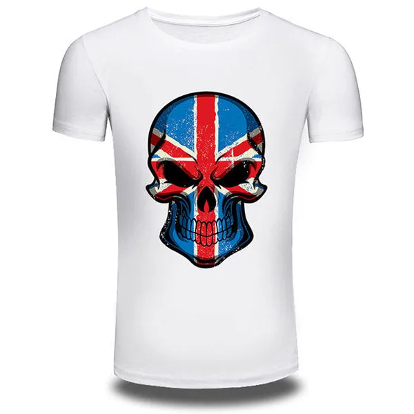Mens Summer Creative 3D Skeleton Printed O-neck Short Sleeve Casual T-shirt