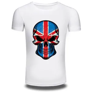 Mens Summer Creative 3D Skeleton Printed O-neck Short Sleeve Casual T-shirt