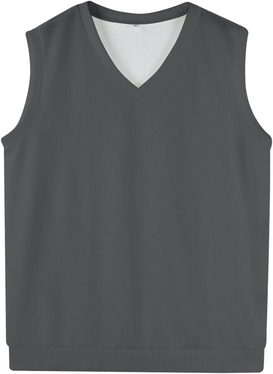 Mens Vest 2025 Lightweight V Neck Pullover Solid Sleeveless Knitted Vest Sweater Business Work Relaxed Fit Tops