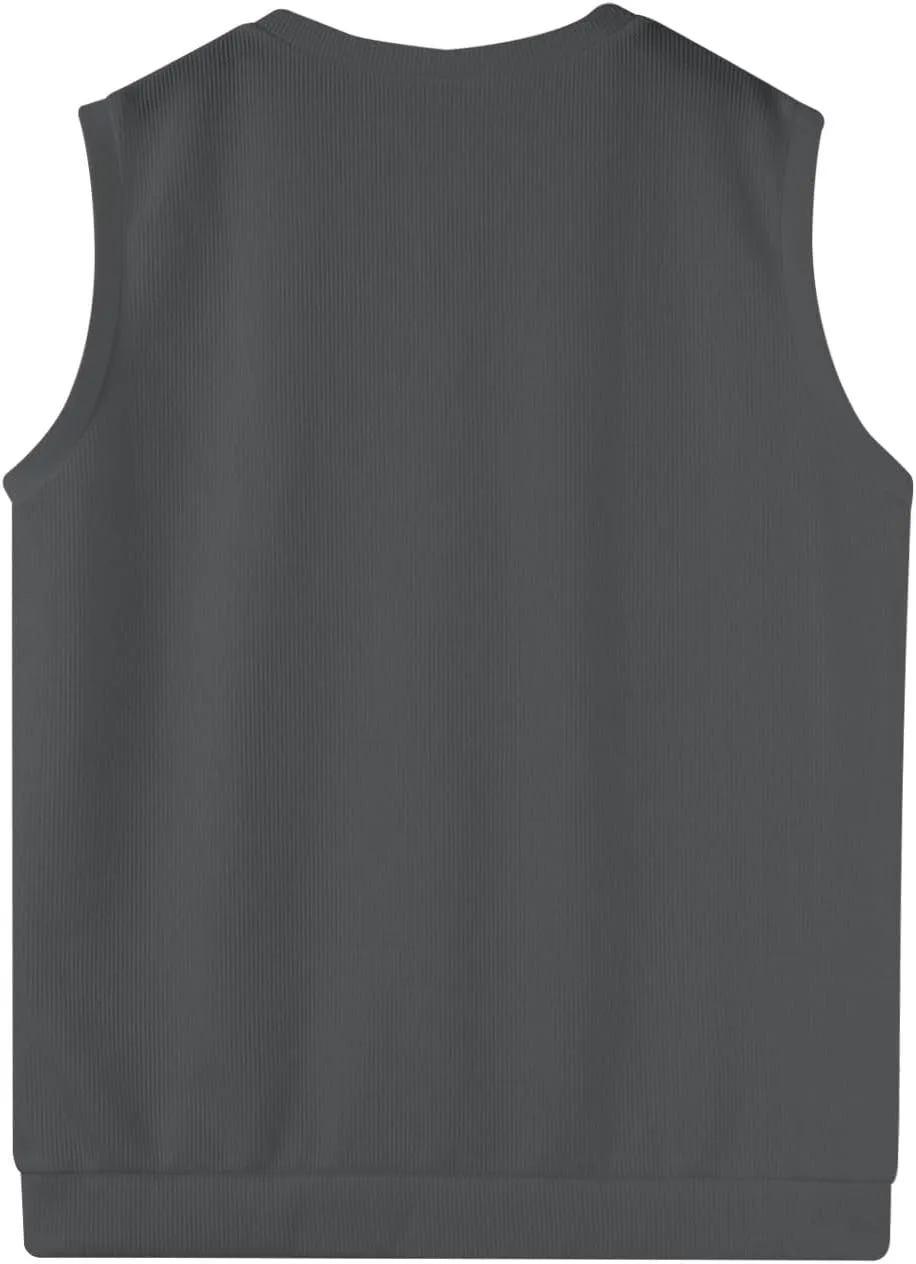 Mens Vest 2025 Lightweight V Neck Pullover Solid Sleeveless Knitted Vest Sweater Business Work Relaxed Fit Tops