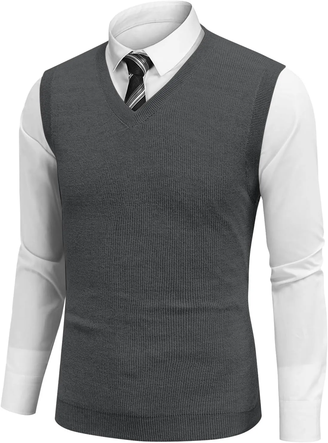 Mens Vest 2025 Lightweight V Neck Pullover Solid Sleeveless Knitted Vest Sweater Business Work Relaxed Fit Tops