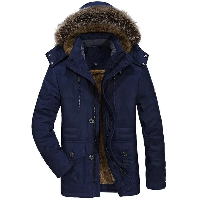 Men's Winter Warm Faux Fur Lined Windproof Coat
