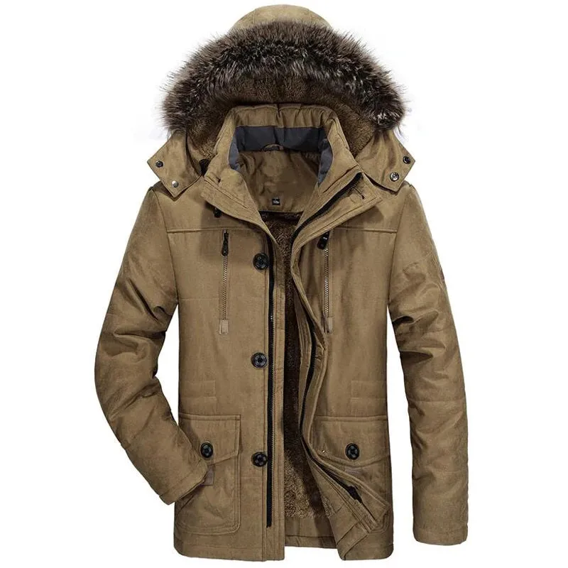 Men's Winter Warm Faux Fur Lined Windproof Coat