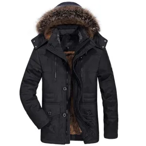 Men's Winter Warm Faux Fur Lined Windproof Coat