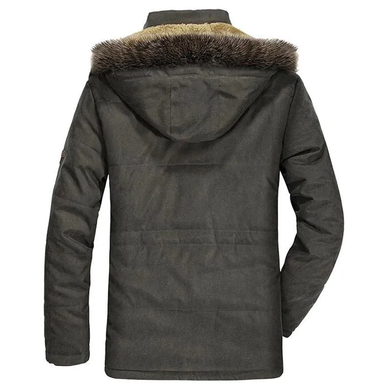 Men's Winter Warm Faux Fur Lined Windproof Coat
