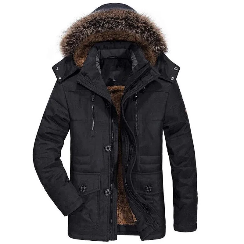 Men's Winter Warm Faux Fur Lined Windproof Coat