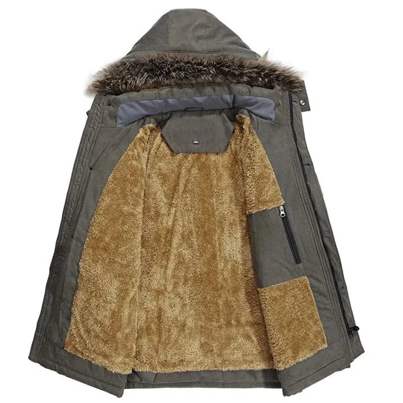 Men's Winter Warm Faux Fur Lined Windproof Coat