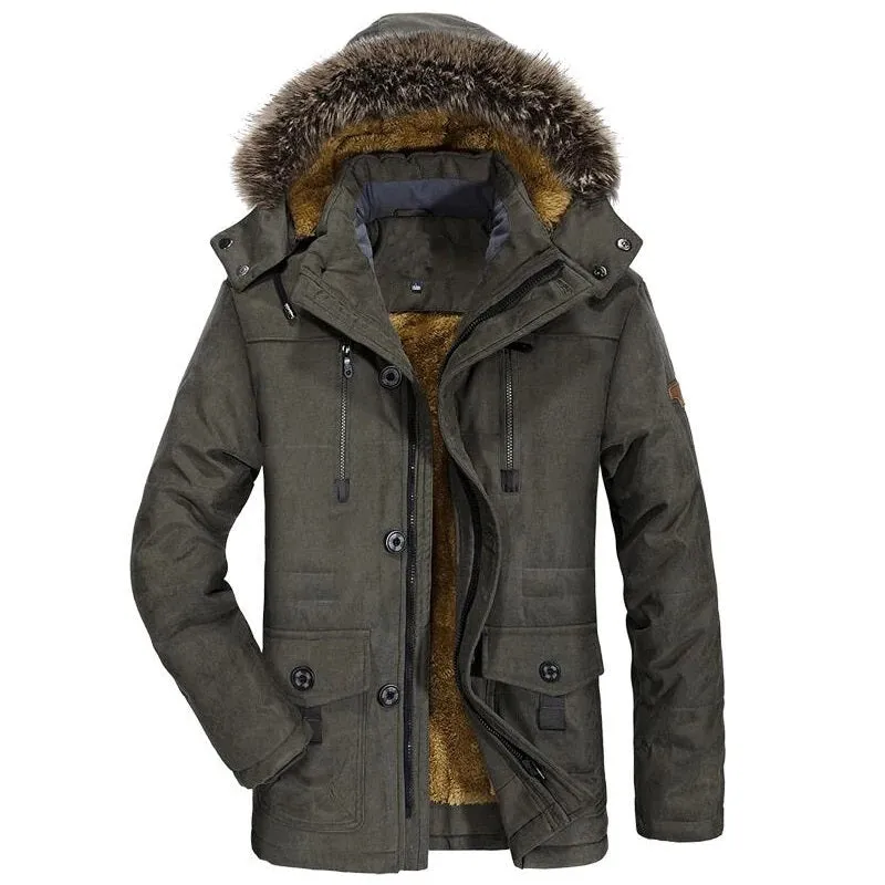 Men's Winter Warm Faux Fur Lined Windproof Coat