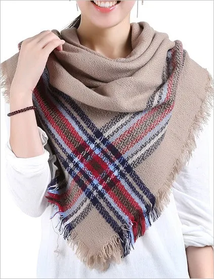 Red Stripe Beige Blanket Scarf