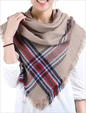 Red Stripe Beige Blanket Scarf