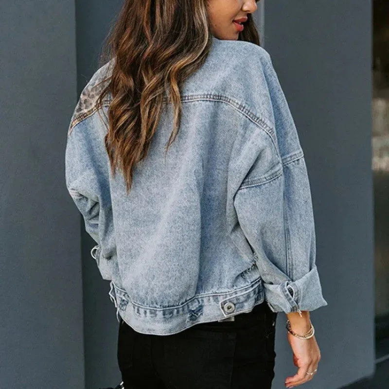 Stylish Denim Lapel Jacket Jacket