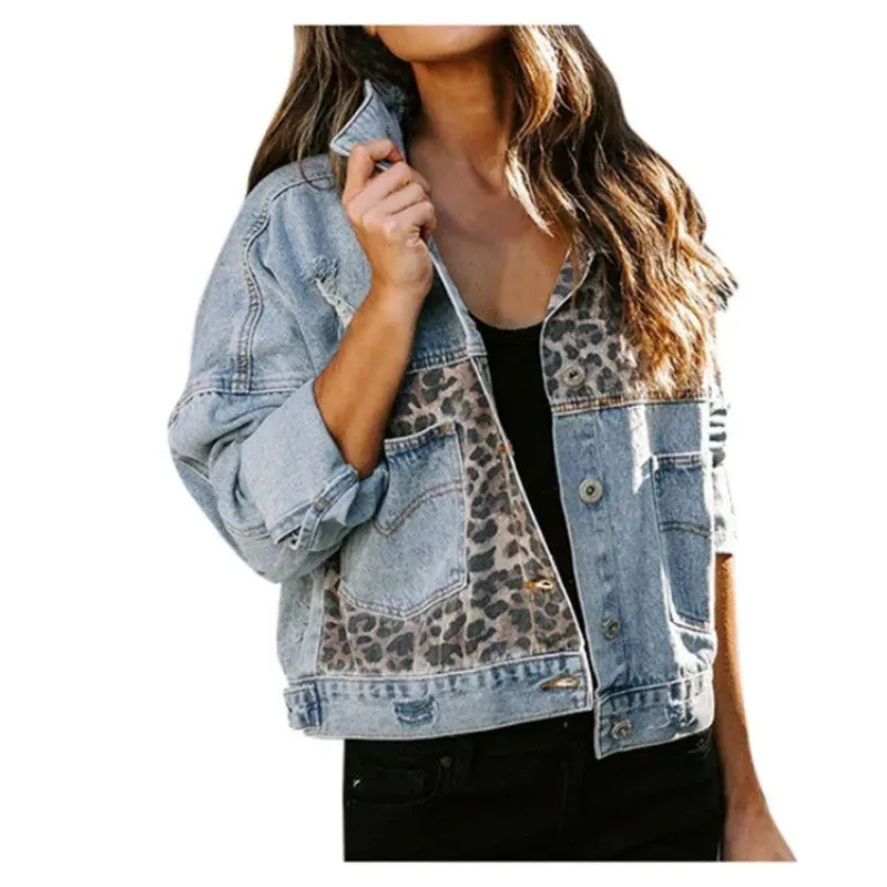 Stylish Denim Lapel Jacket Jacket