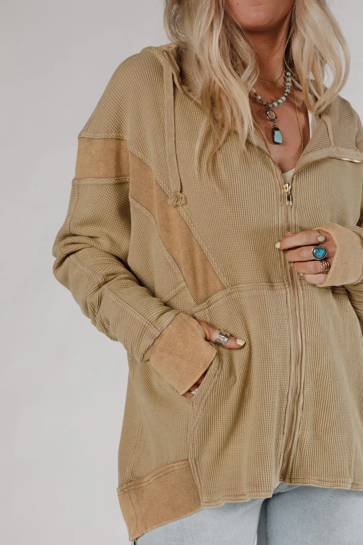 Sunset Shores Hoodie Sweater - Latte