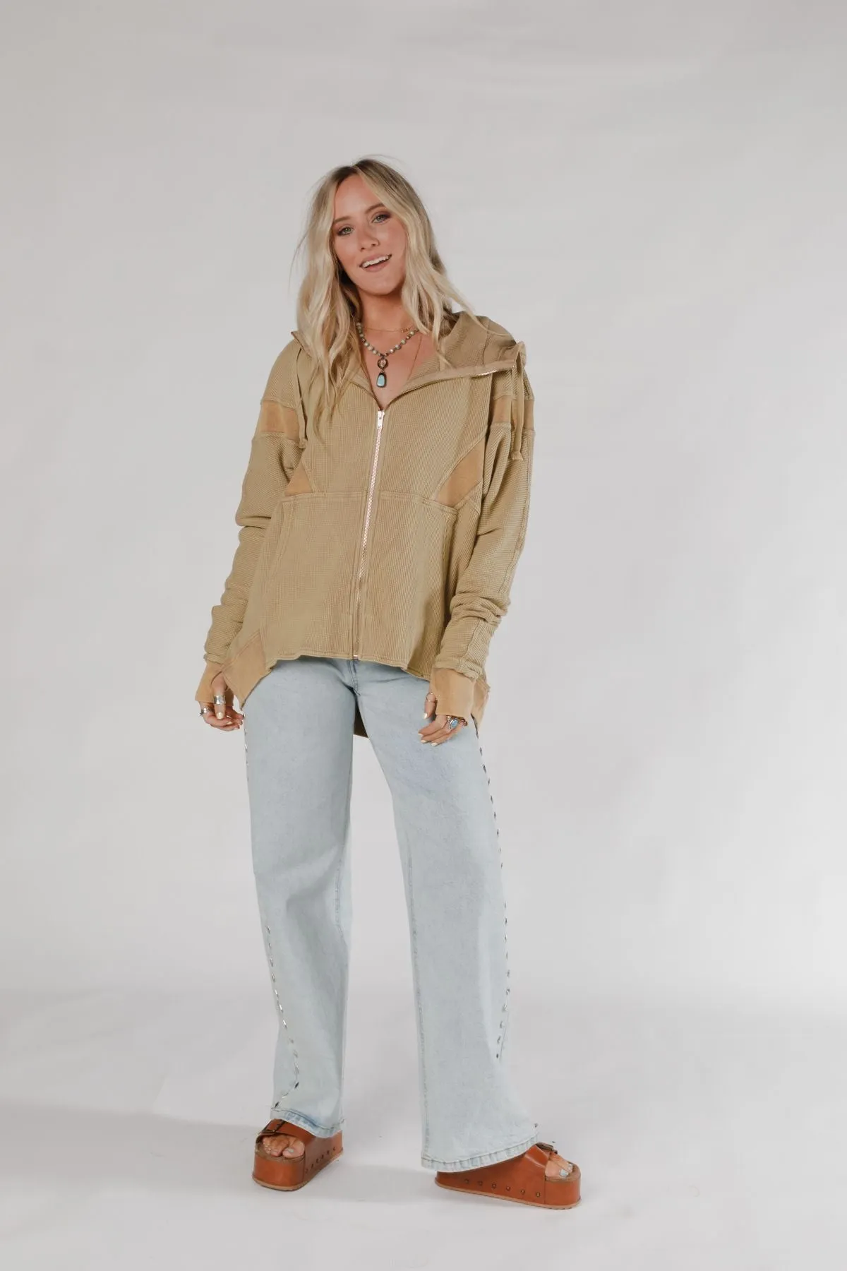 Sunset Shores Hoodie Sweater - Latte