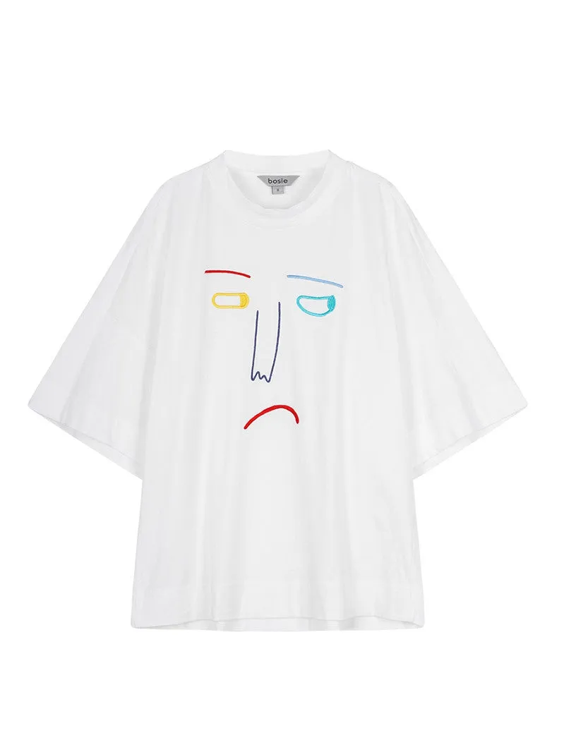 T-shirt Male Couple Female Tide Brand Fashion Simple Casual Embroidery Anime Round Neck