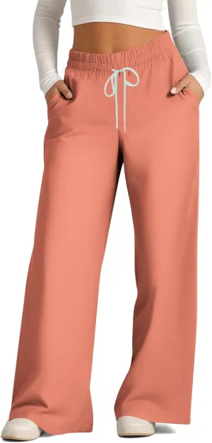 Womens Wide Leg Sweatpants Fall Plus Size Comfy Baggy Sweatpants Drawstring Loose Fit Lounge Pants Fall Fashion Outfits