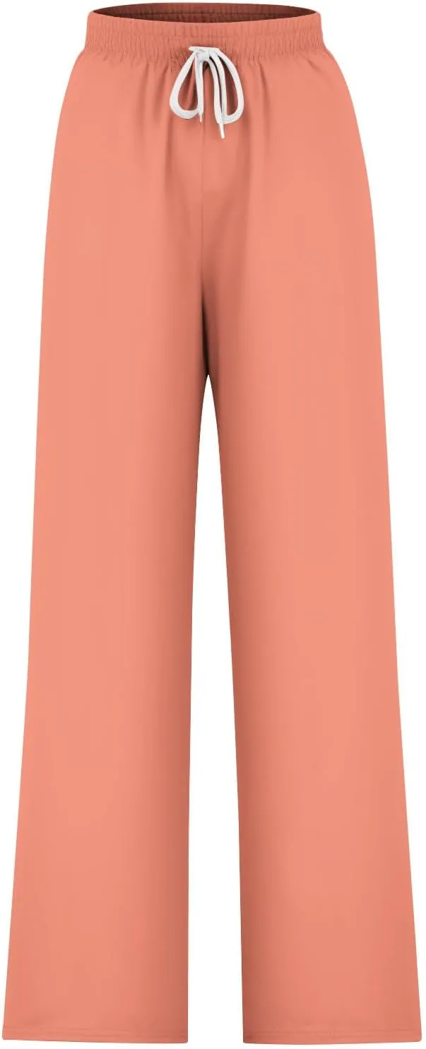 Womens Wide Leg Sweatpants Fall Plus Size Comfy Baggy Sweatpants Drawstring Loose Fit Lounge Pants Fall Fashion Outfits